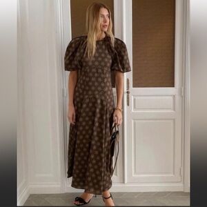 Courtney grow x Antonio Melani brown print dress with statement sleeves sz6